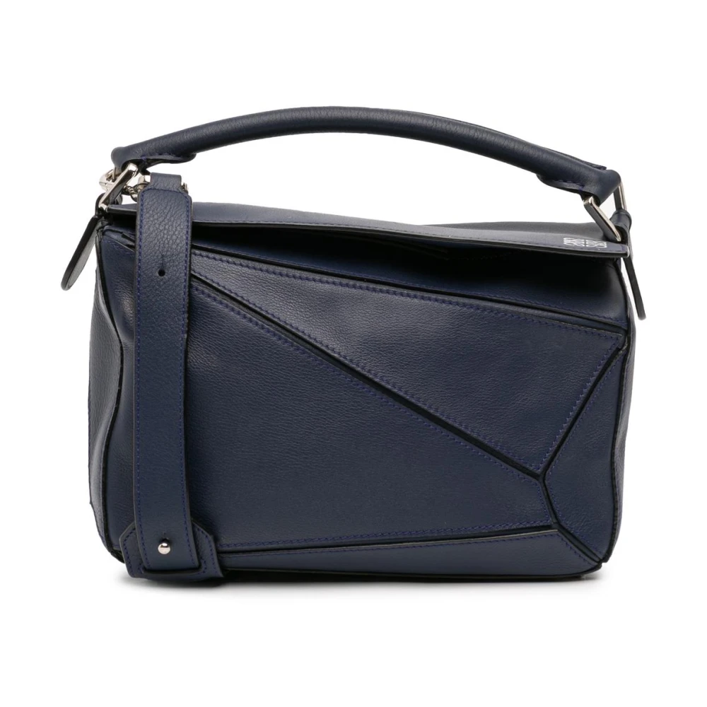 Loewe Pre-Owned Women's Blue Pre-Owned Structured Leather Handbag