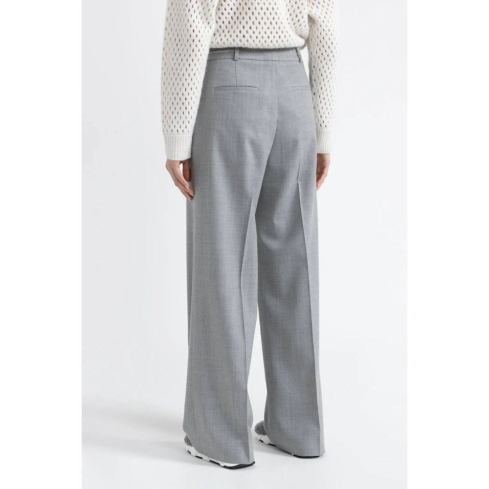 PESERICO Stretch wollen palazzo broek Gray Dames
