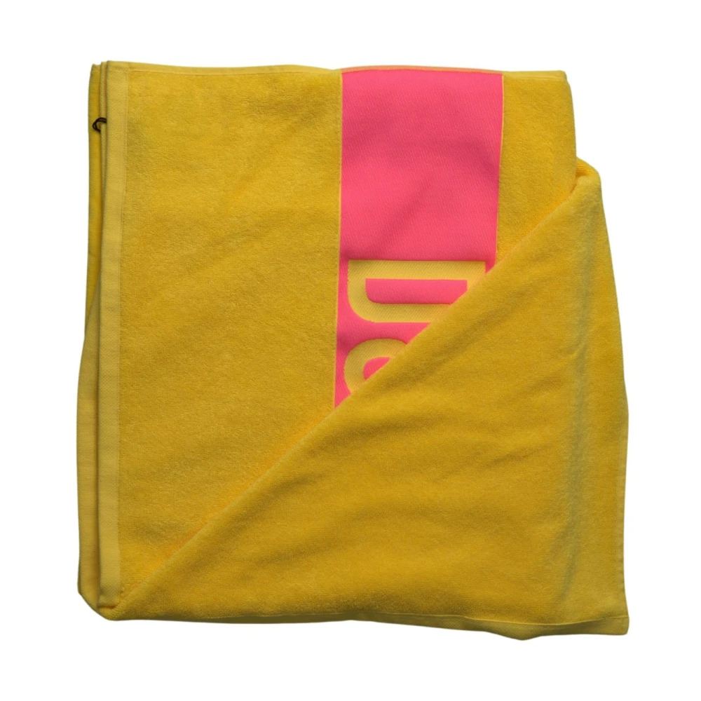 Dsquared2 Luxe Geel Logo Strandhanddoek Yellow Unisex