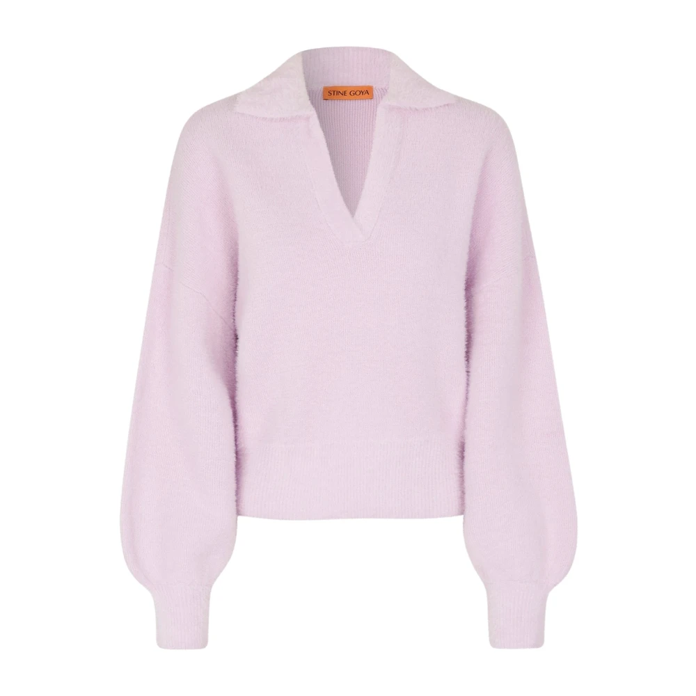 Stine Goya Pink V-Neck Knitwear, Female, Xs, Cozy V-Neck Jumper