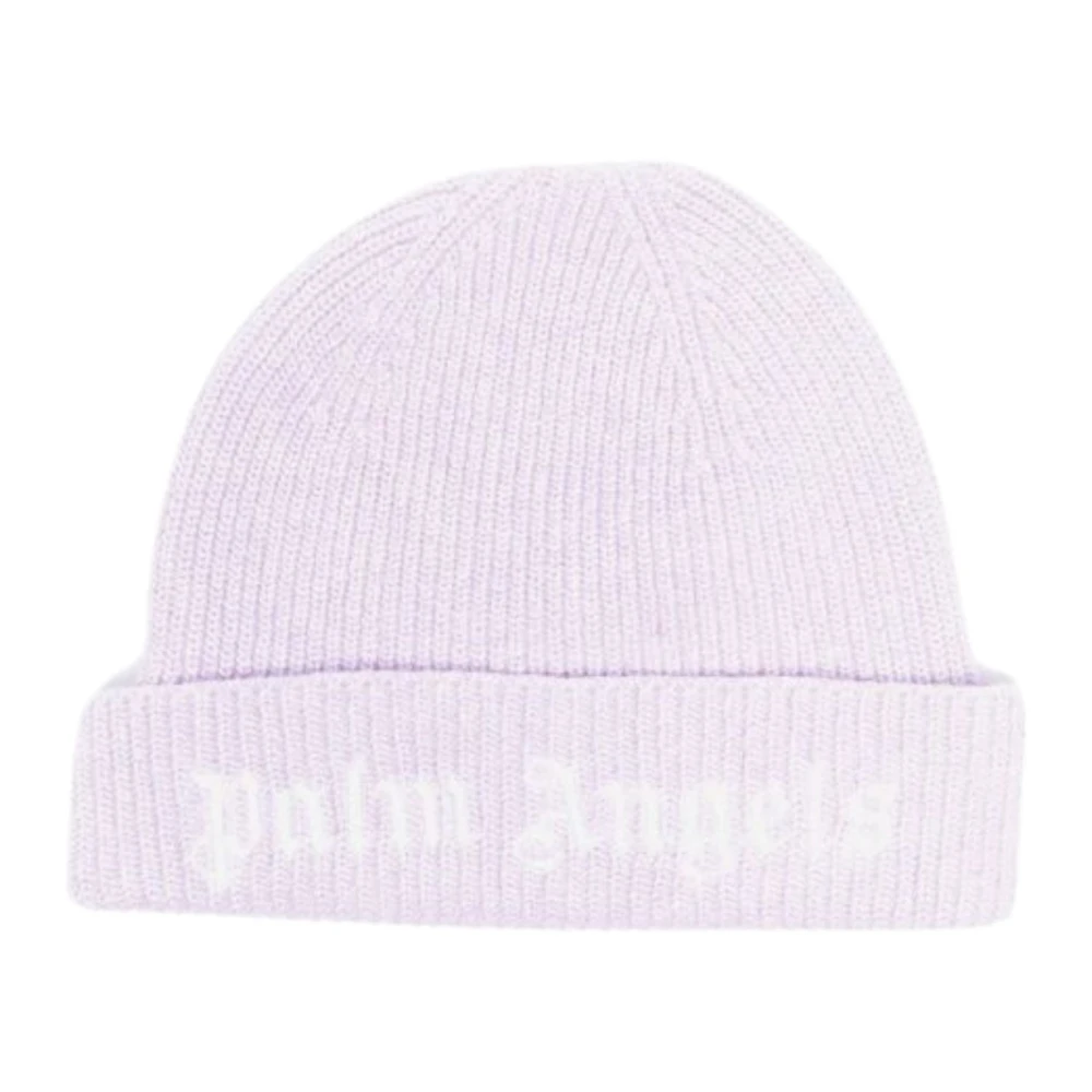 Palm Angels Stickad Lila Beanie Mössa Purple, Flicka