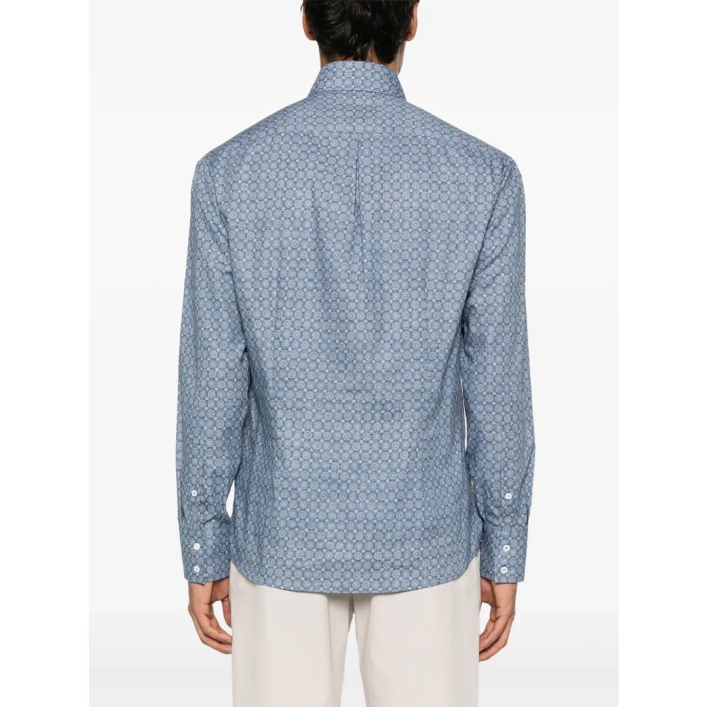 BRUNELLO CUCINELLI Bloemenprint overhemd in cerulean blauw Blue Heren