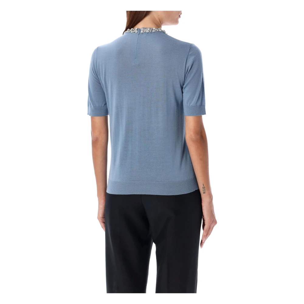 Valentino Garavani Lichtblauwe Kristal Gebreide Kleding Aw24 Blue Dames