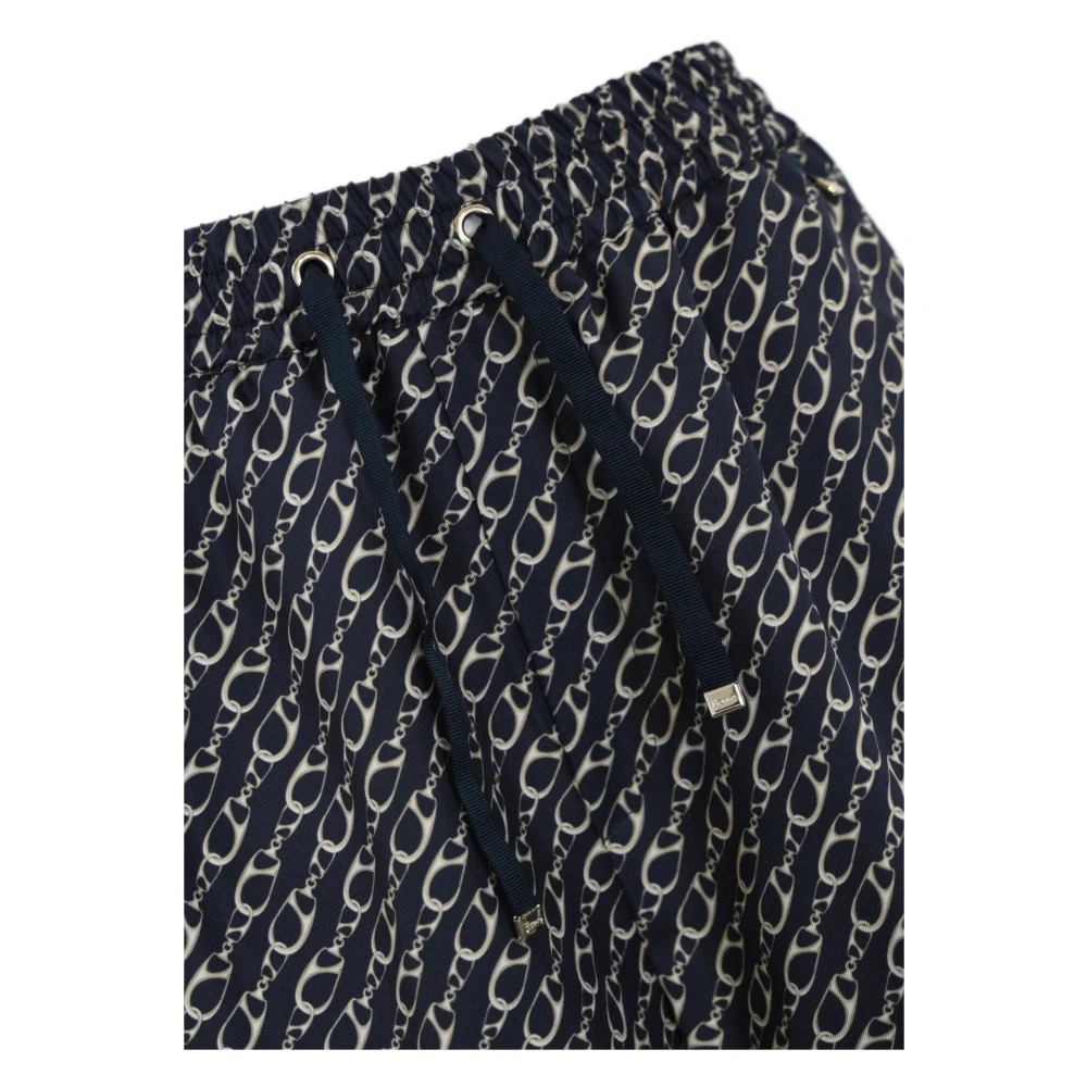 Herno Blauwe Zijden Rechte Broek Blue Dames