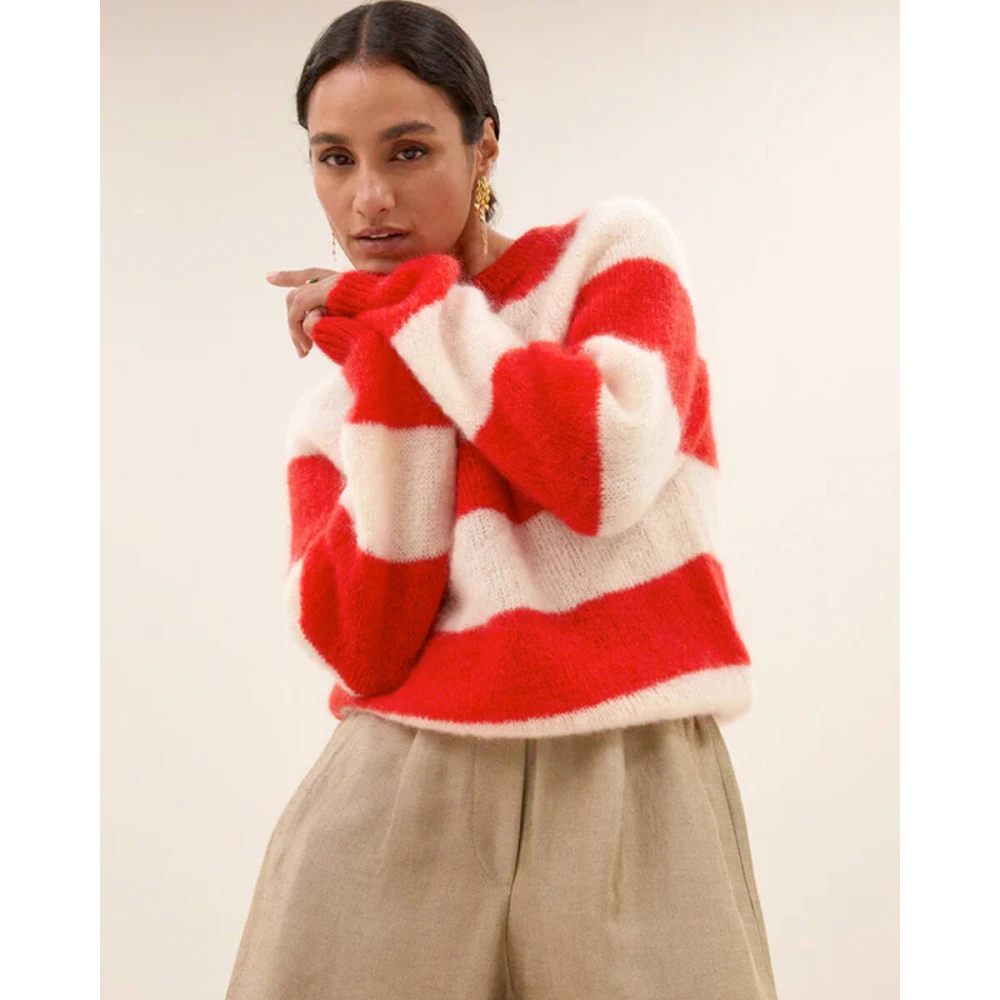 By-Bar Gestreepte Pullover 25115021 Red Dames