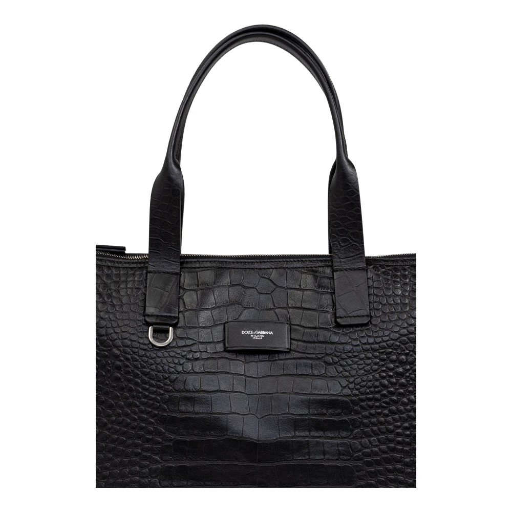 Dolce & Gabbana Leren shopper tas Black Heren
