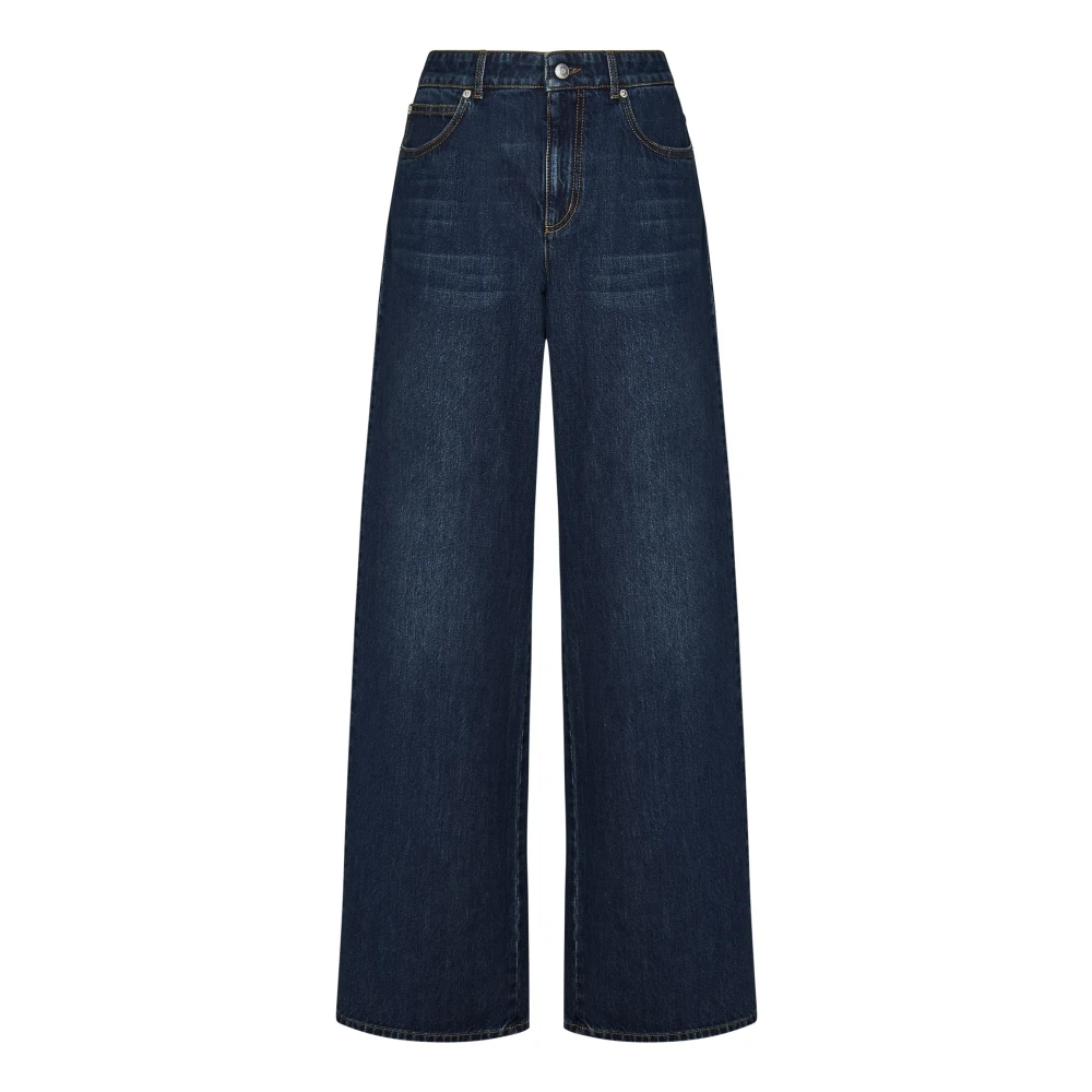 Alexander McQueen Blå Wide-Leg Jeans Höj Garderoben Blue, Dam