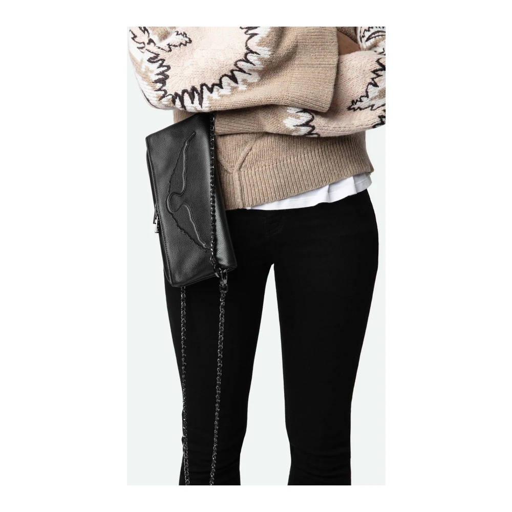 Zadig & Voltaire Zwarte leren Rock Pochette tas Black Dames