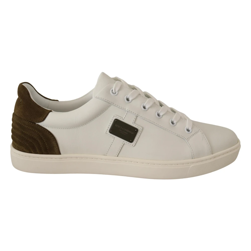 Dolce & Gabbana Vita Mocka Läder Låga Topp Sneakers White, Herr