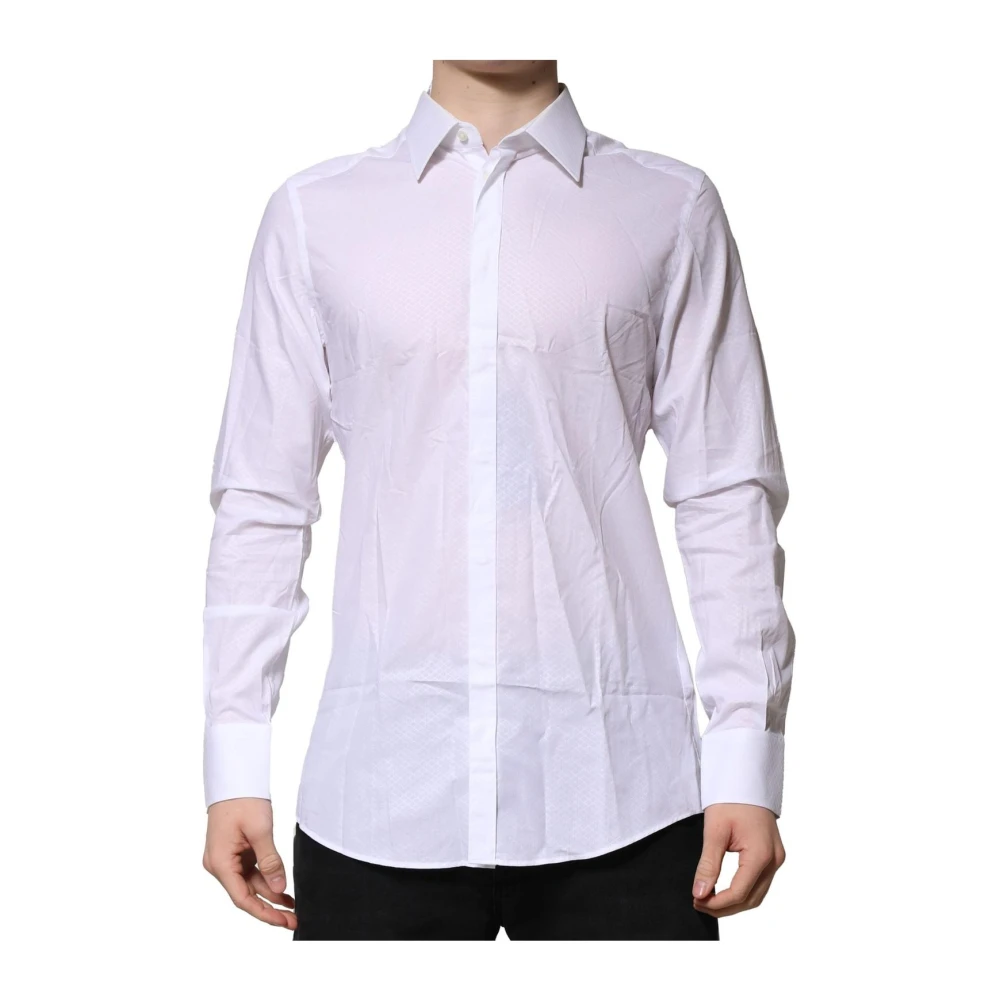 Dolce & Gabbana Men's White Textured Cotton Dress Shirt - Formal Shirts - L - Shirts