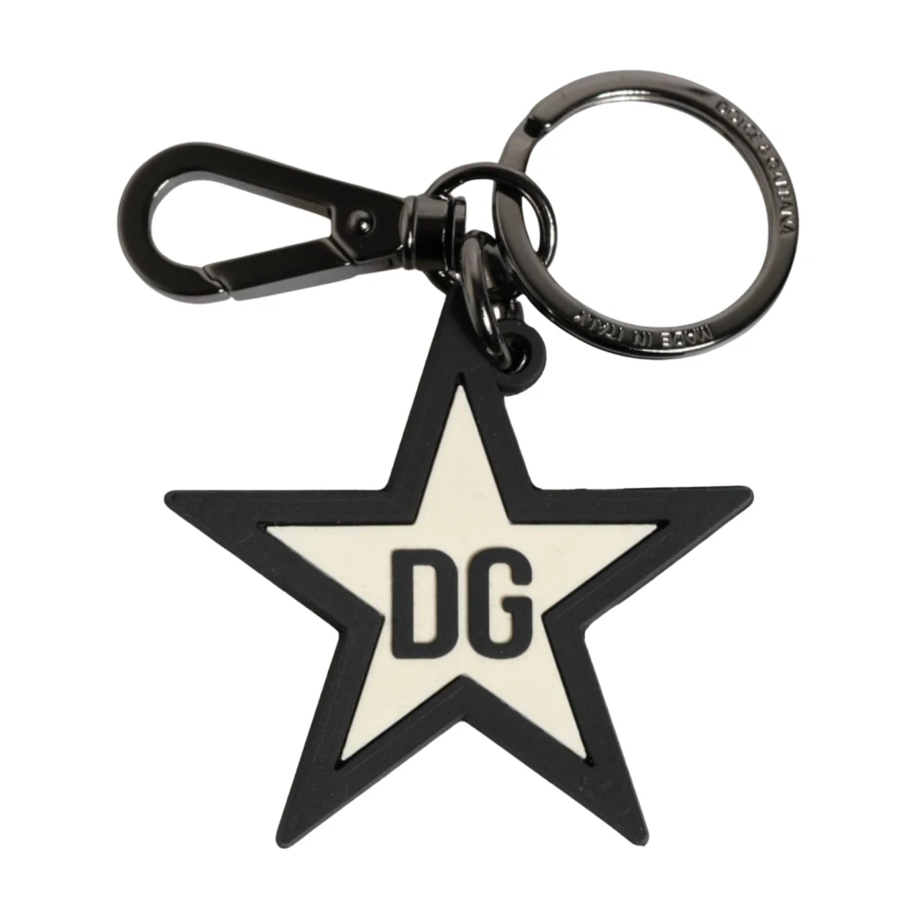 Dolce & Gabbana , Keychains, Male, Black, One Size, Star Rubber Keychain Keyring