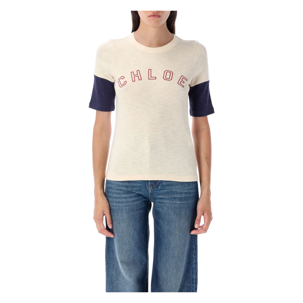 Chloé - Tops > T-Shirts - Beige - Chloé - Modalova