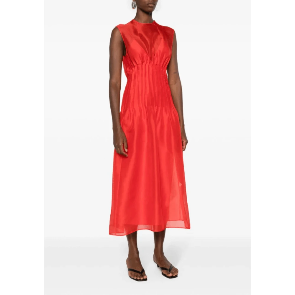 Khaite Rode zijden midi-jurk met plooien Red Dames