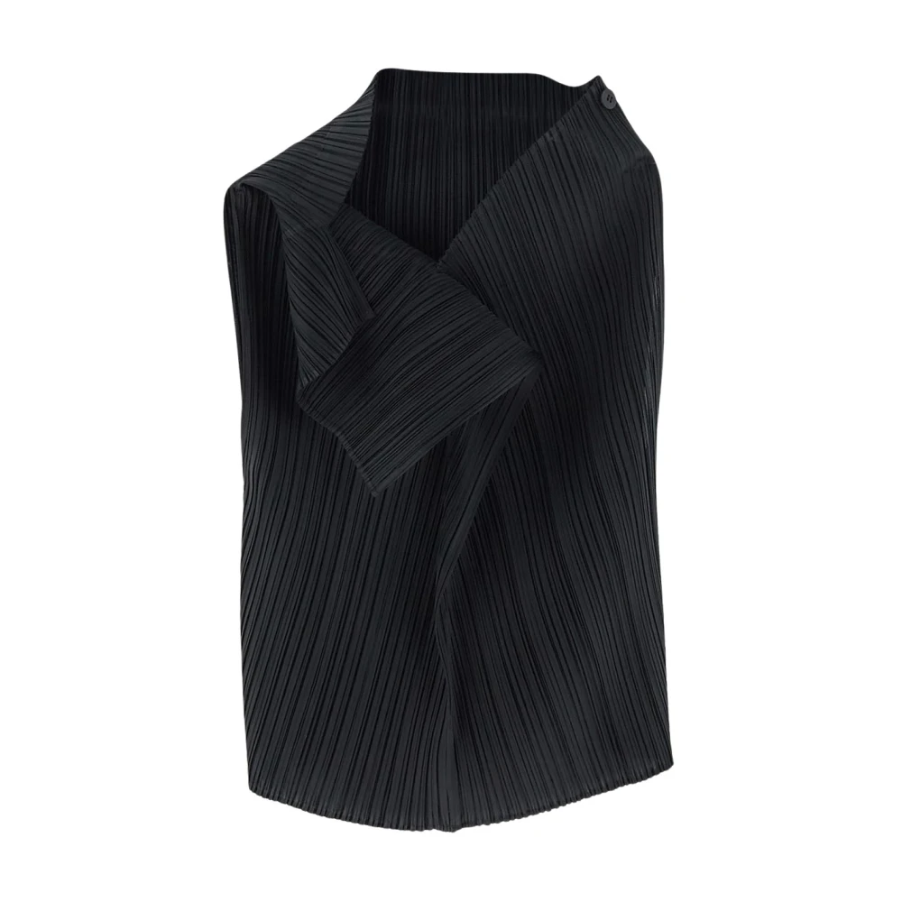 Issey Miyake Geplooide Polyester Top Black Dames