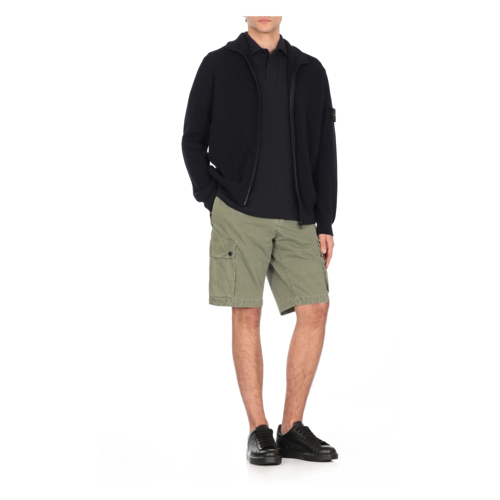 Stone Island Blauw Katoenen Poloshirt met Logopatch Blue Heren