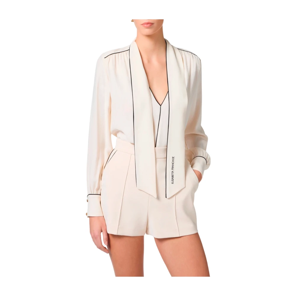 Elisabetta Franchi Elegante Georgette Casual Shirt Beige Dames