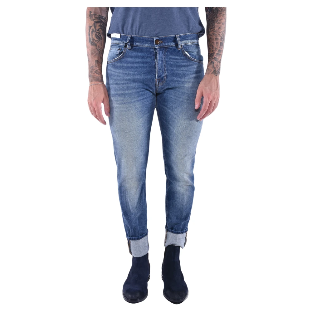 Pt Torino Men's Blue Vintage Cotton Denim Jeans - Slim Fit Jeans - W33 - Jeans