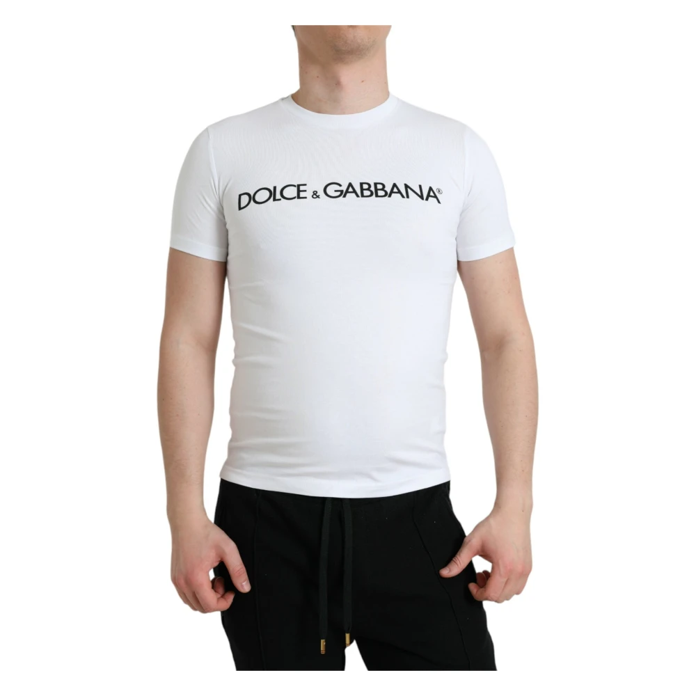Dolce & Gabbana Elegant wit logo ronde hals t-shirt White Heren