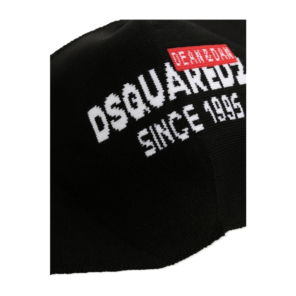 Dsquared2 Intarsia Gebreid-Logo Gezichtsmasker Black Heren