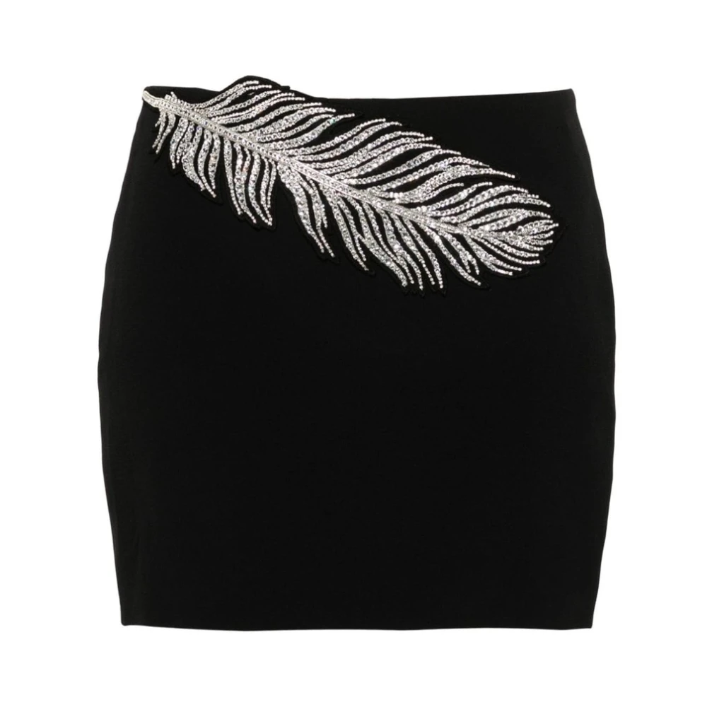 David Koma Zwarte Kristalversierde Veren Rok Black Dames