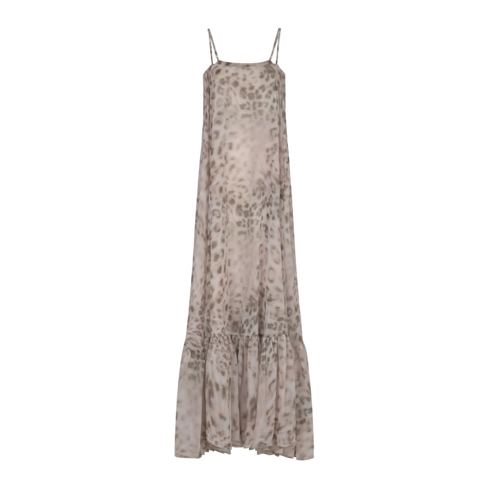 Rotate Birger Christensen Chiffon Maxi Wijde Jurk Gray Dames