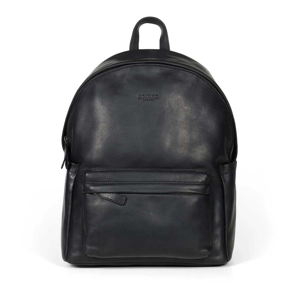 Howard London Zwarte Leren Casual Rugzak Black Heren