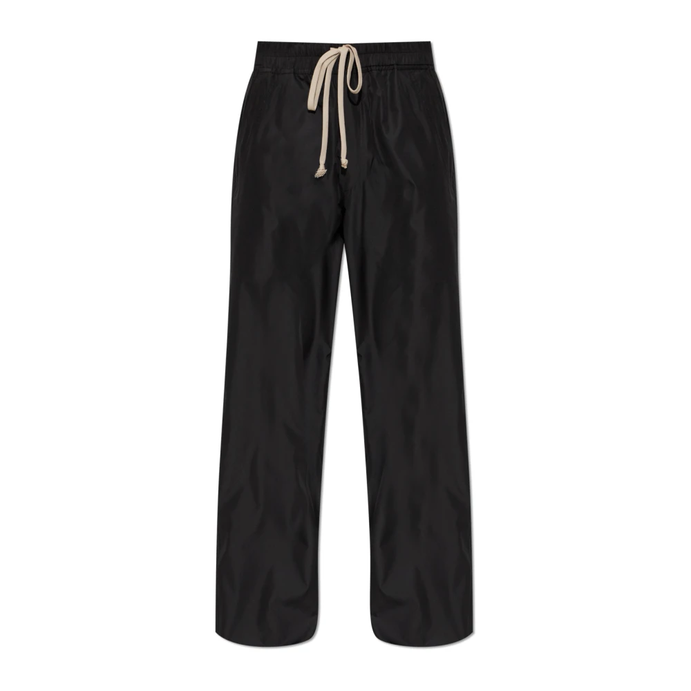 Rick Owens Black Wide Trousers, Unisex, M, Drawstring Trousers