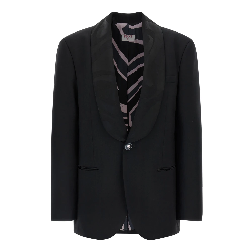 Pucci Women's Black Blazers, L, Labirinto Single-Breasted Blazer