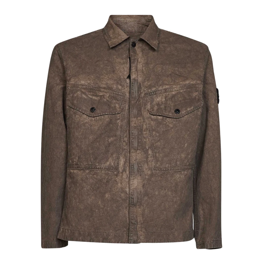 Stone Island , Casual Shirts, Male, Brown, L, Overshirt