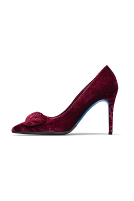 Ruby Damask Sammetspumps med Accessoar