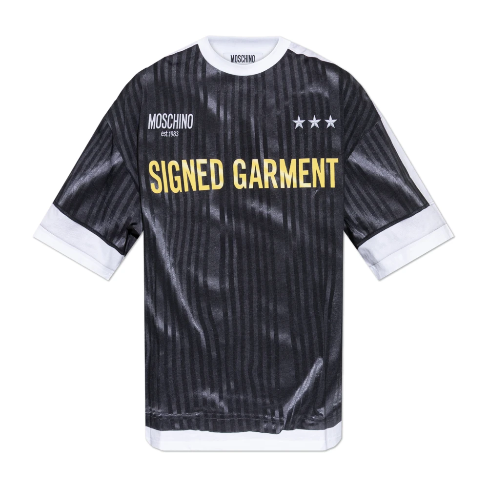 Moschino Mannelijk Zwart Tops Heren, S, Katoen, T-Shirt Met Print