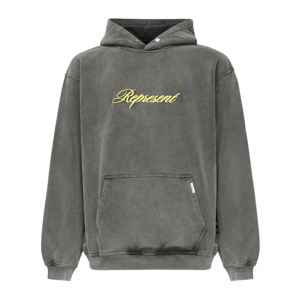 Represent Men's Gray Stonewashed Cotton Jumper With Logo Print - Hoodies - Xs - Sweatshirts & Hoodies