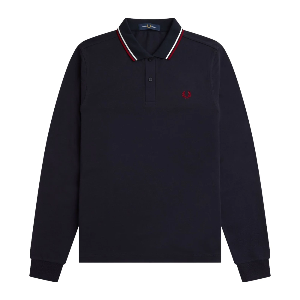 Fred Perry Authentieke lange mouwen Twin Tipped Polo Navy Blue Heren