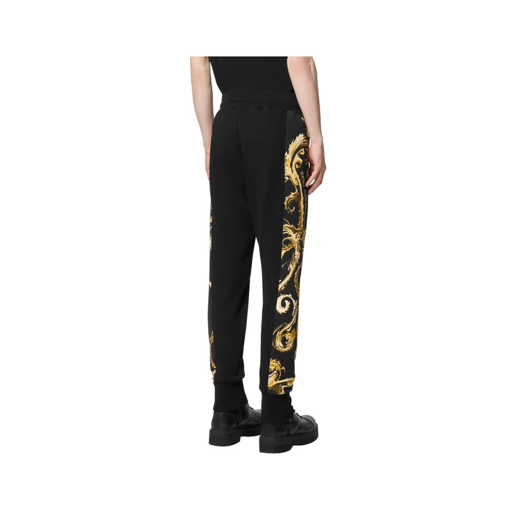 Versace Jeans Couture Zwarte Slim Fit Broek Elegante Details Multicolor Heren