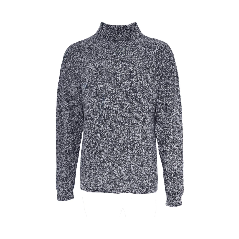 Daniele Fiesoli Blauw Melange Mock Neck Sweater Blue Heren
