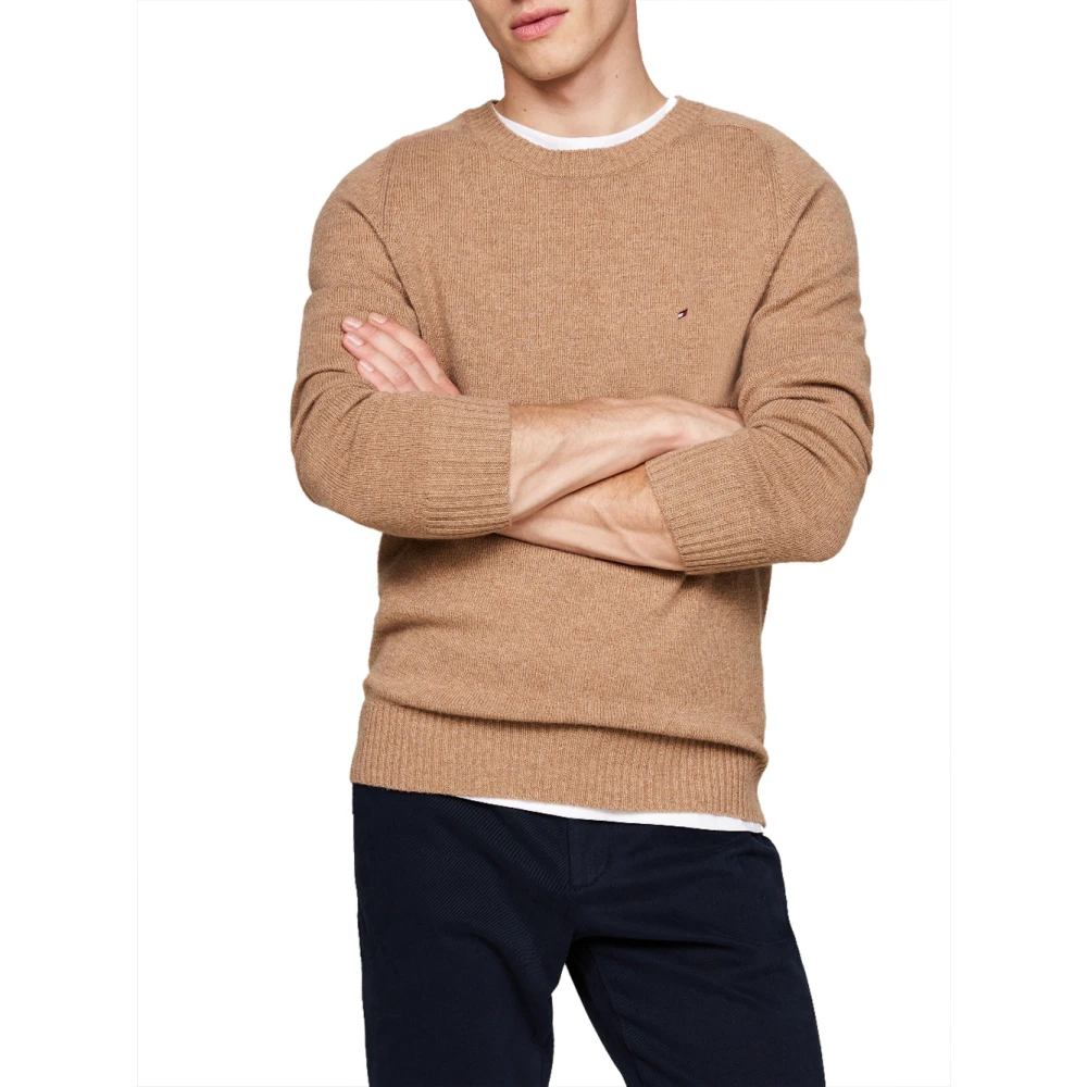 Tommy Hilfiger Beige Sweater Lambswool Crewneck Beige Heren