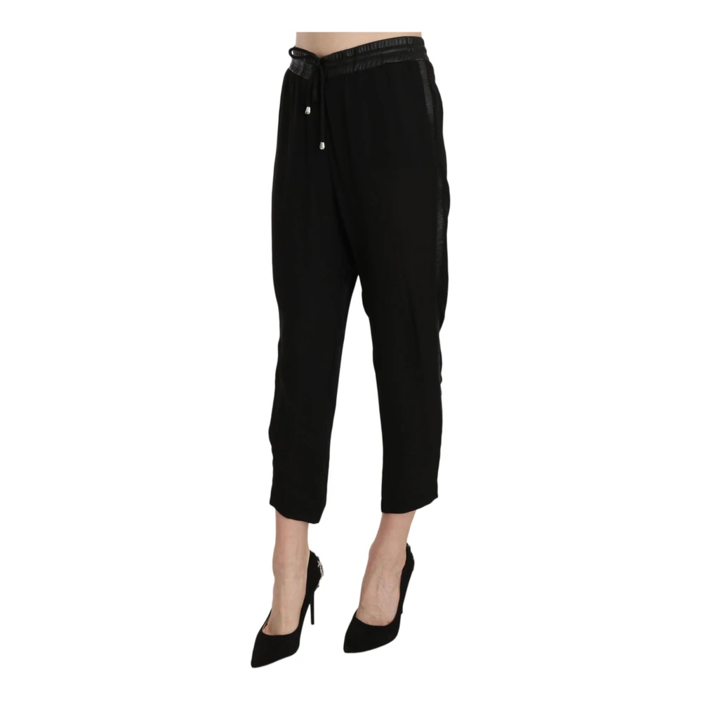 Guess Hoge Taille Cropped Broek met Logo Black Dames