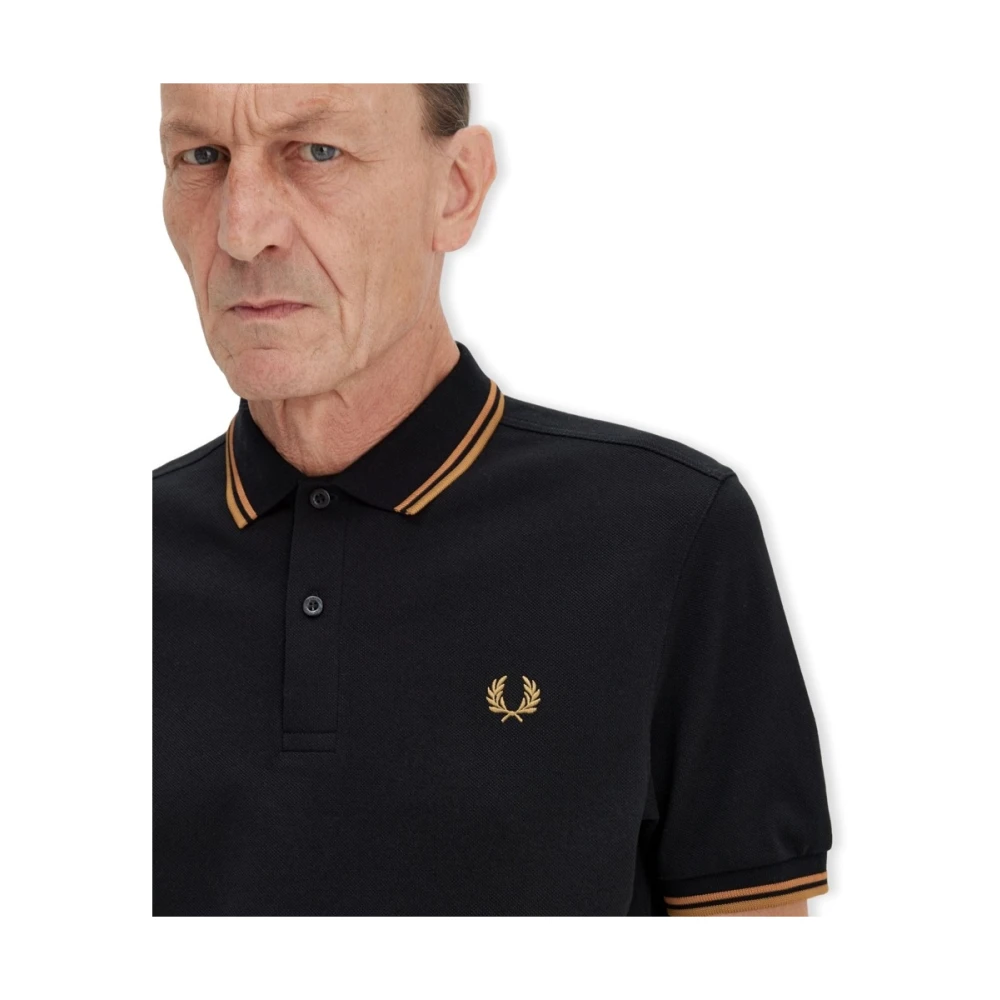 Fred Perry Twin Tipped Shirt van Katoen Black Heren