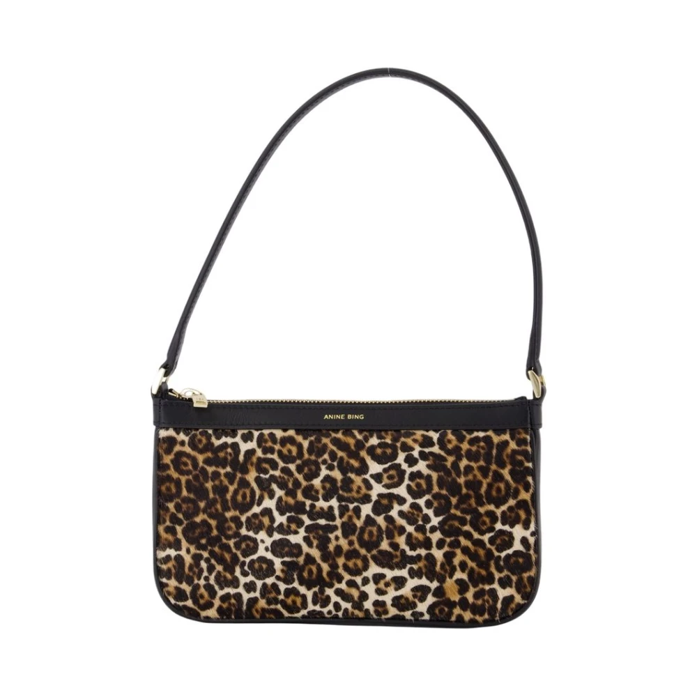 Anine Bing Svart Läder Axelväska Med Topphandtag