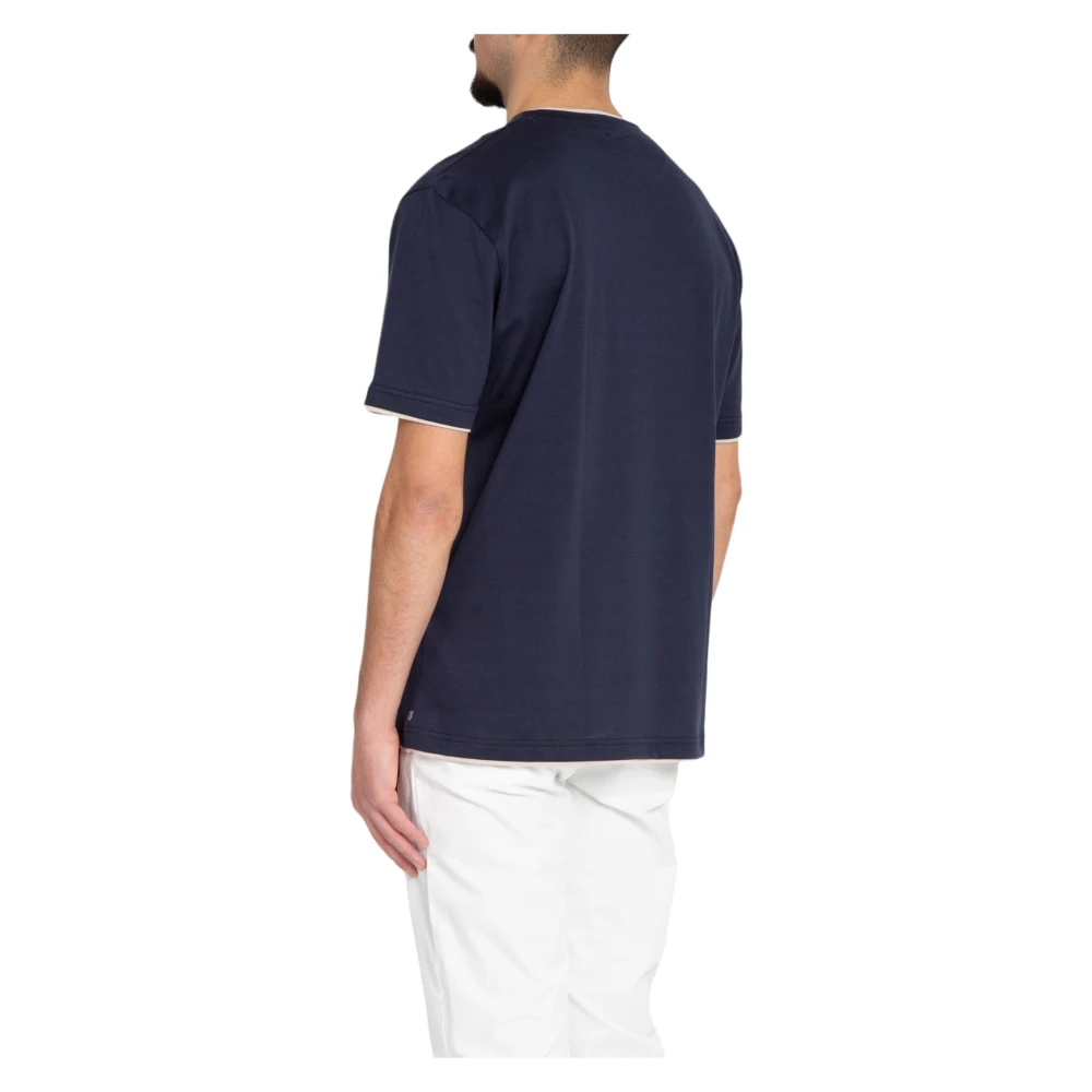 Eleventy V-hals Tee in Giza Katoen Blue Heren