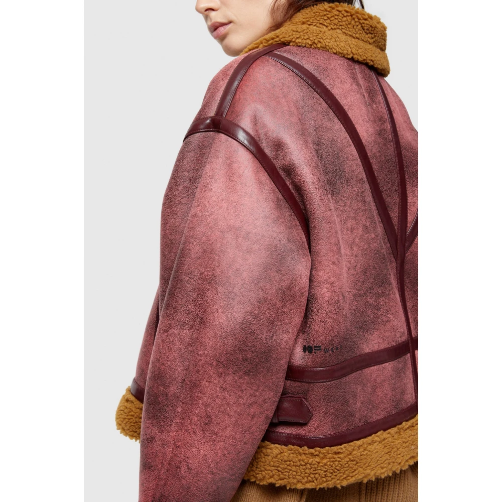 OOF Wear Omkeerbare schapenvachtjas recht gesneden Pink Dames