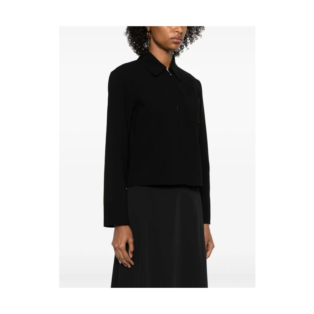 Theory Zwarte Rits Voorkant Geknipte Jas Black Dames