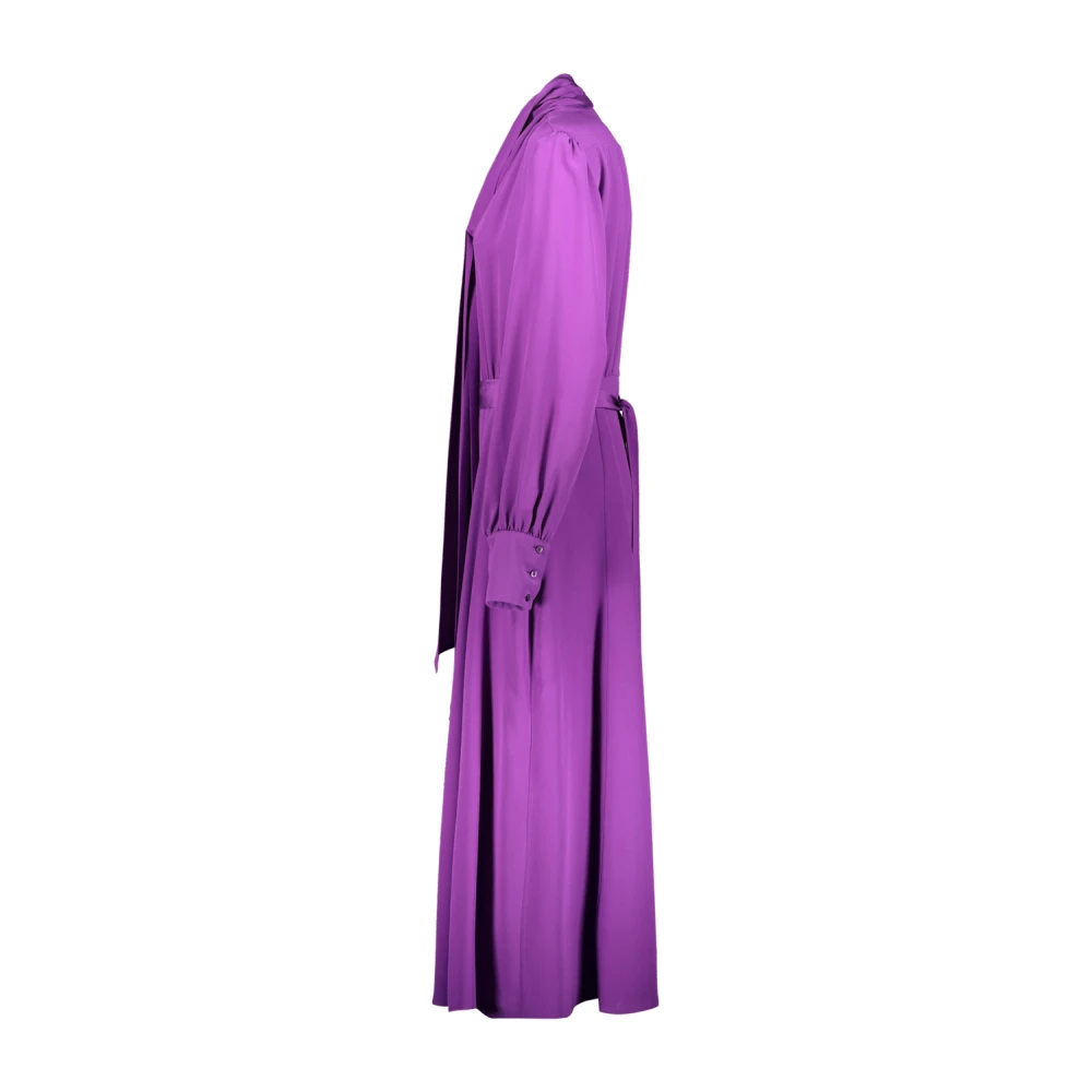 Rochas Elegante Crepe de Chine Lange Jurk Purple Dames