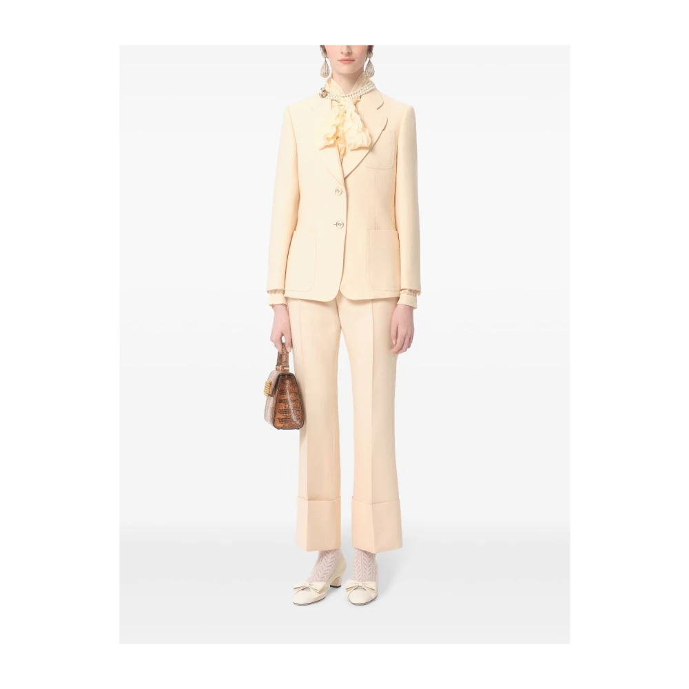 Valentino Garavani Gele Buitenjas Blazer Pantera Logo Beige Dames