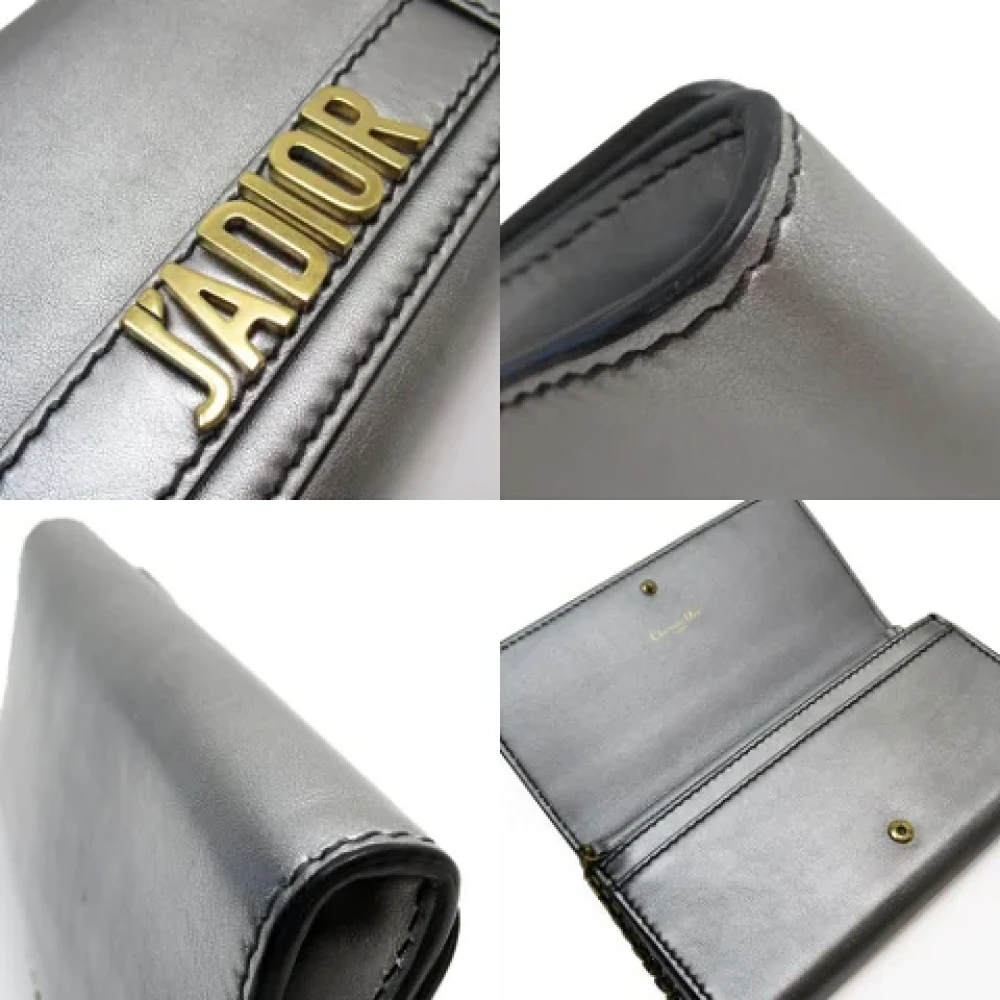 Dior Vintage Pre-owned Leather wallets Gray Dames
