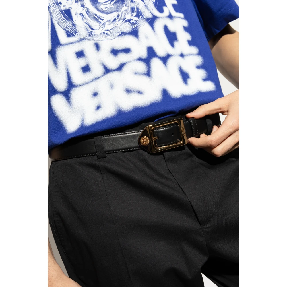Versace Leren riem Black Heren