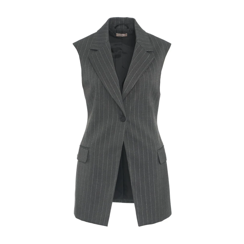 Liu Jo Gilet met krijtstrepen en knoopsluiting Gray Dames