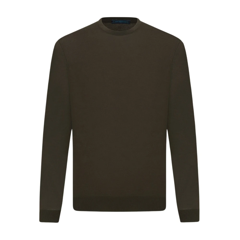 Kiton Luxe Wol Crew Neck Sweater Green Heren