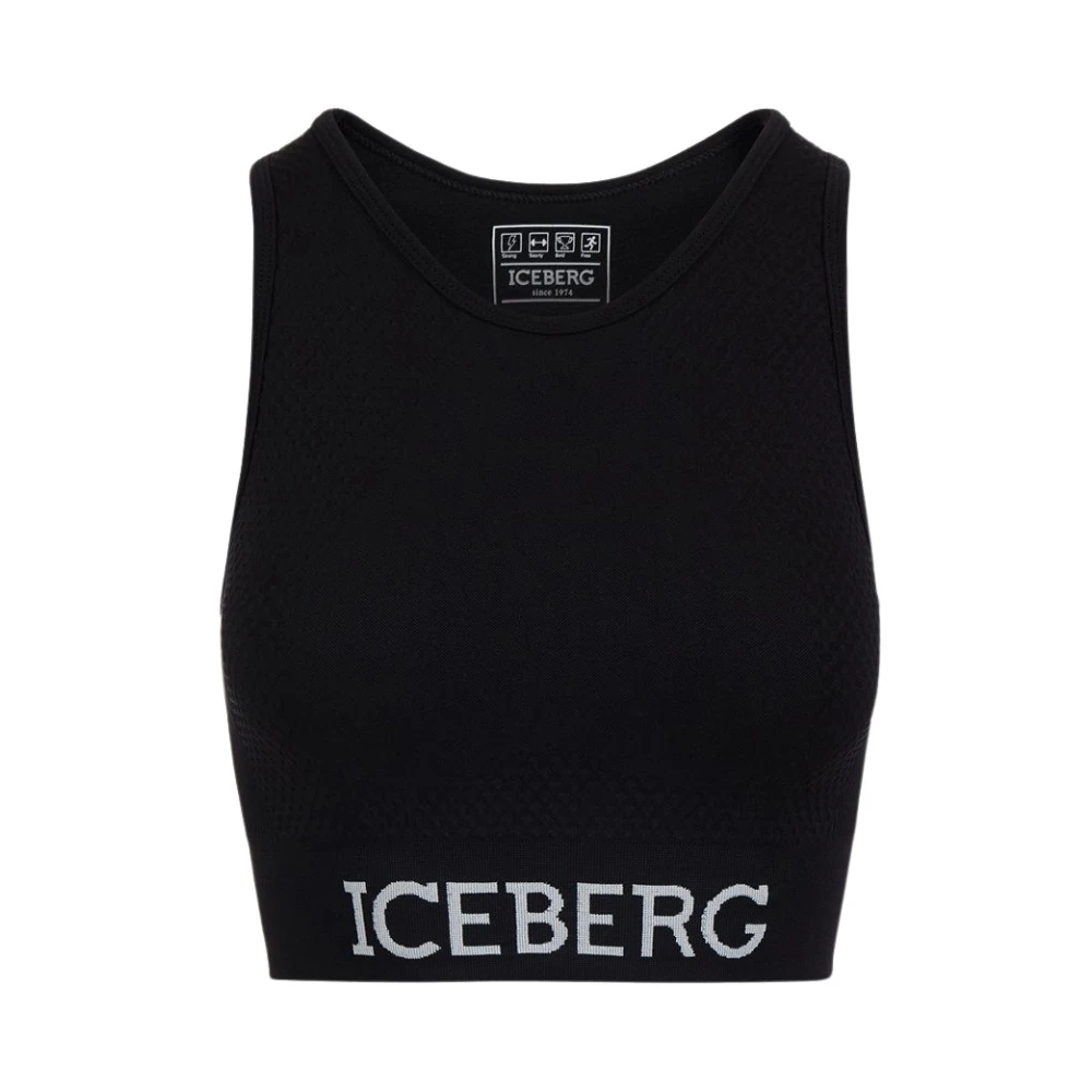 Iceberg Logo Crop Top Black Dames