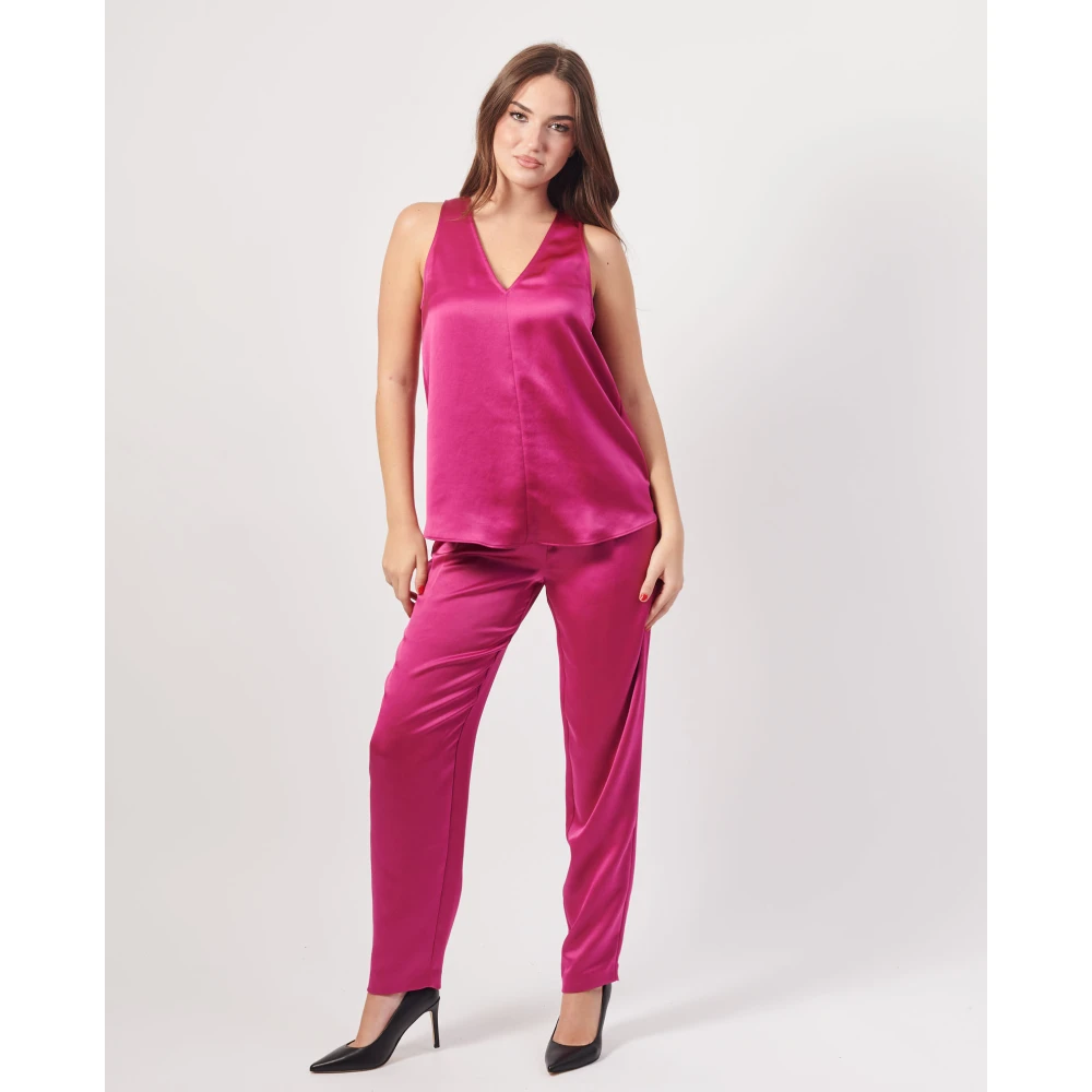 Armani Exchange V-hals satijnen top Pink Dames